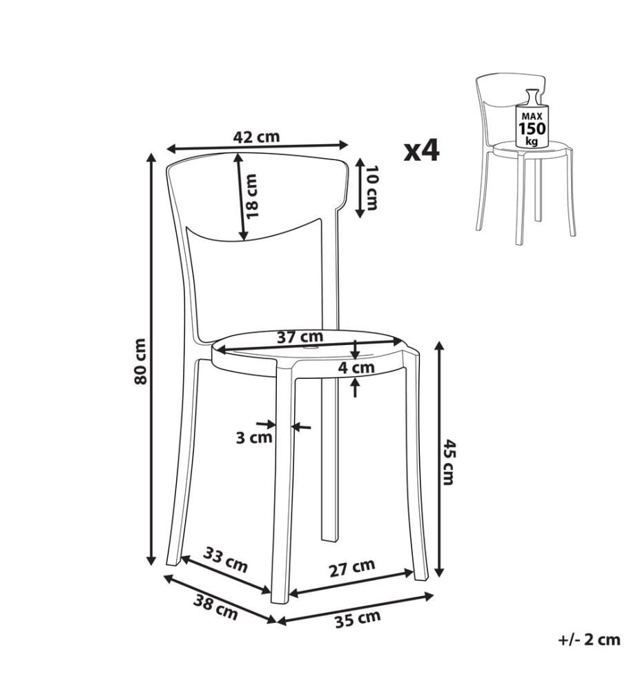 Gartenstuhl 4er Set VIESTE Braun