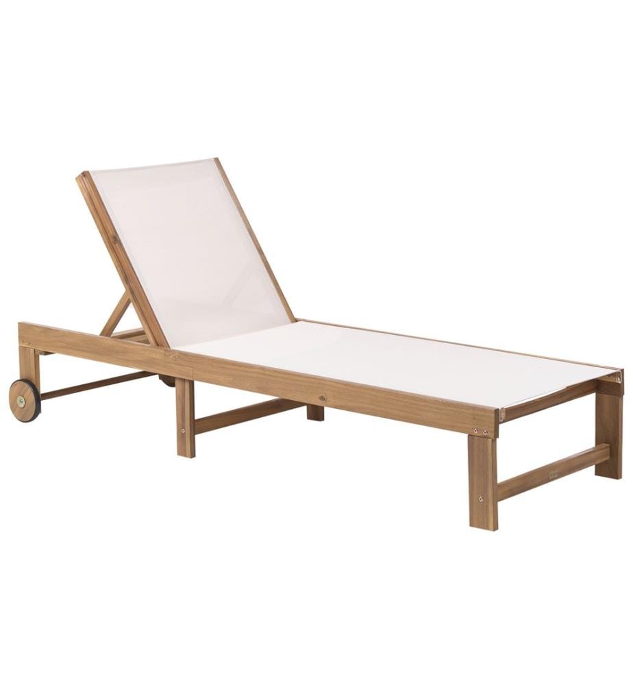 Sonnenliege PEDESINA mit Relaxfunktion Akazienholz Beige