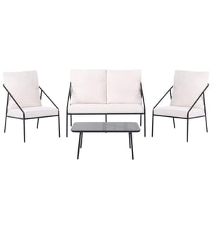Lounge Set mit Tisch 4-Sitzer USTICA Metall Schwarz