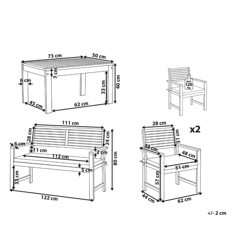 Set da giardino con tavolo 4 posti FIAMES Legno di acacia certificato Grigio