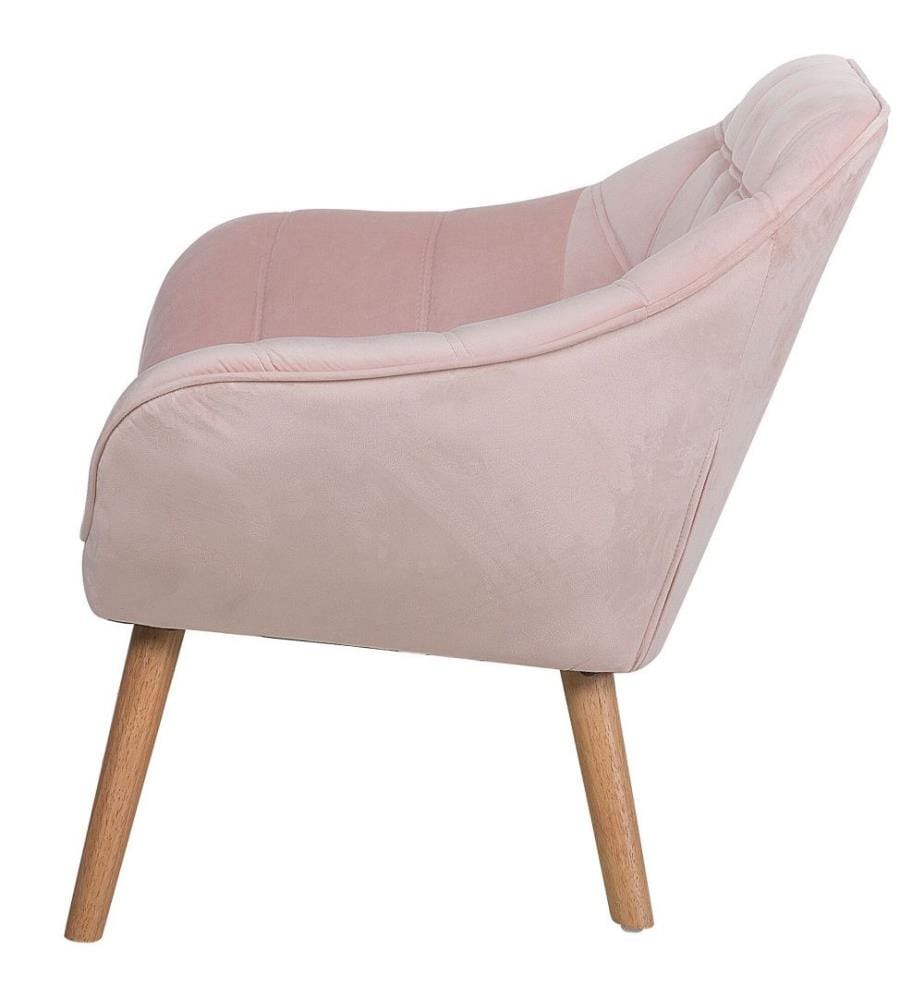 Sessel Rosa Samtstoff Gummibaumholz Geschwungene Armhelnen Clubsessel