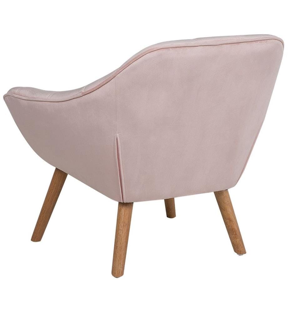 Sessel Rosa Samtstoff Gummibaumholz Geschwungene Armhelnen Clubsessel