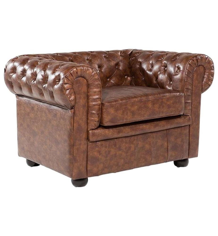 Fauteuil CHESTERFIELD Cuir PU Marron doré