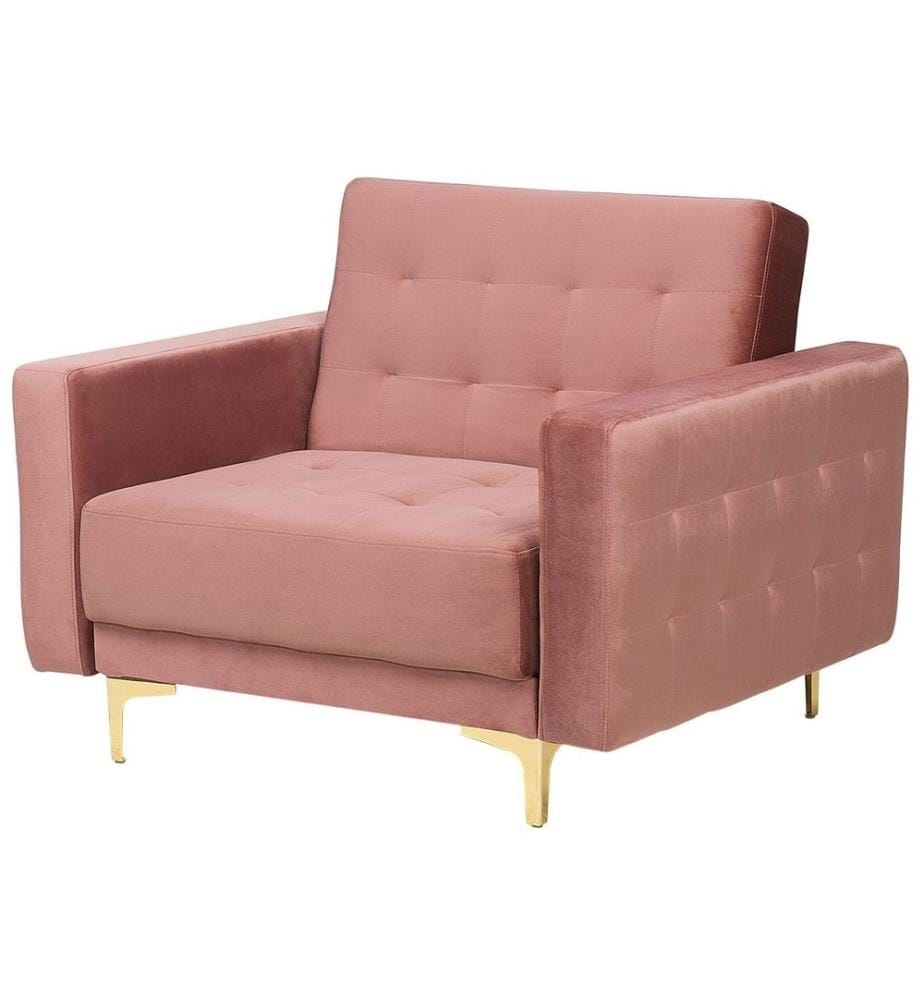 Sessel rosa Samtstoff Metall Retro Stil verstellbare Rückenlehne Wohnzimmer