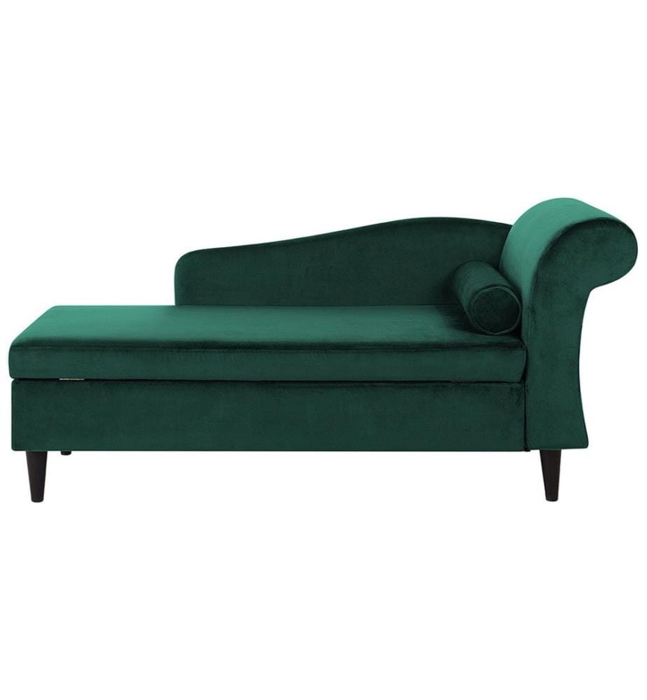 Rechtsseitige Chaiselongue LUIRO Samtstoff Dunkelgrün mit Stauraum
