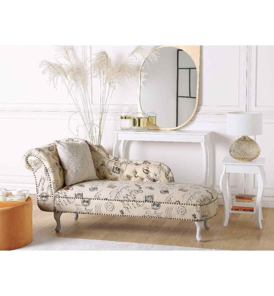 Chaiselongue Nimes Druckstoff Linksseitig Holz Chesterfield Style