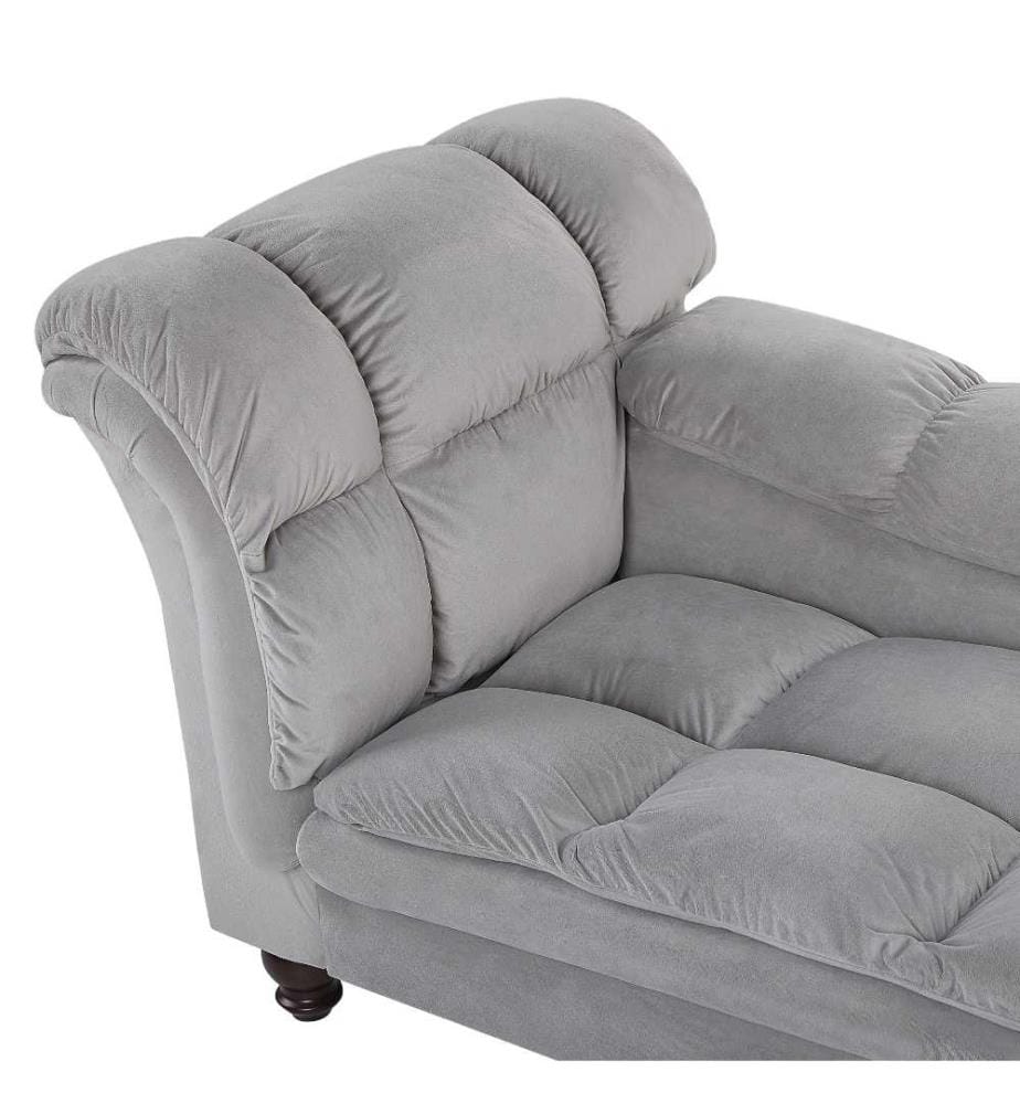Linksseitige Chaiselongue LORMONT Samtstoff Hellgrau