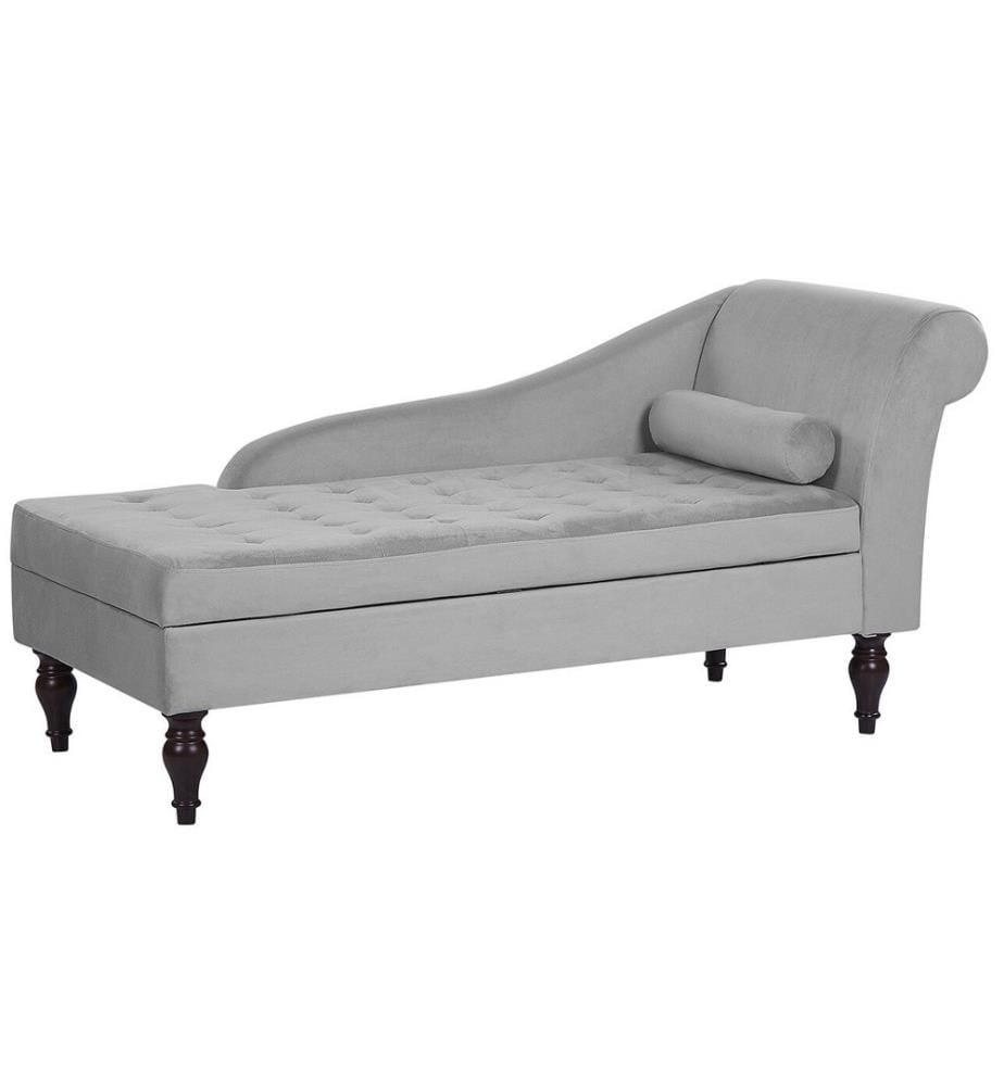 Rechtsseitige Chaiselongue PESSAC Samtstoff Hellgrau mit Stauraum