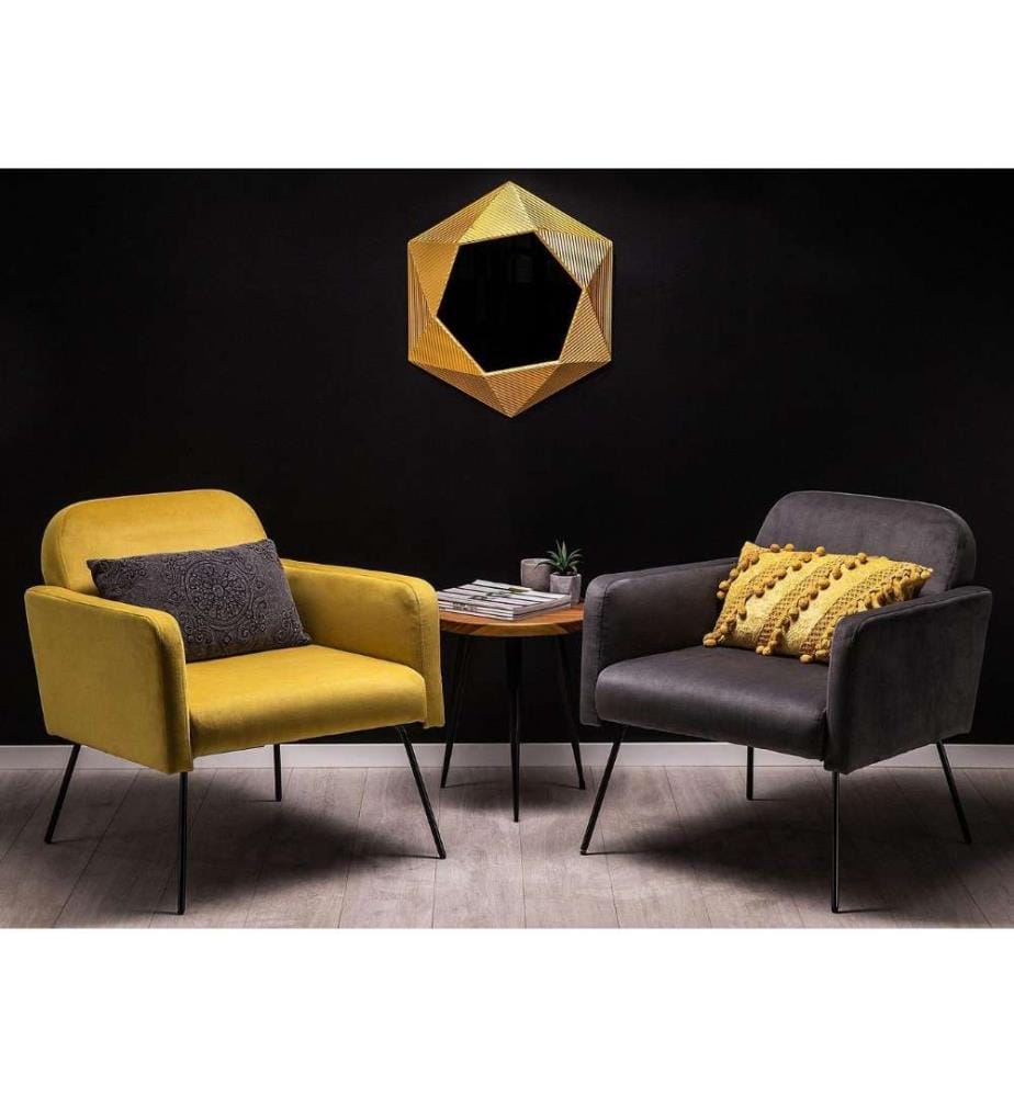 Fauteuil NARKEN Velours Moutarde