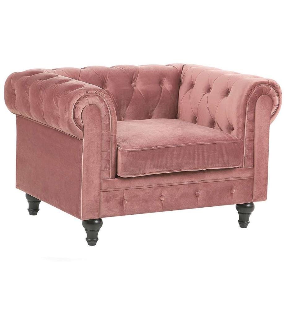 Sessel CHESTERFIELD Samtstoff Rosa