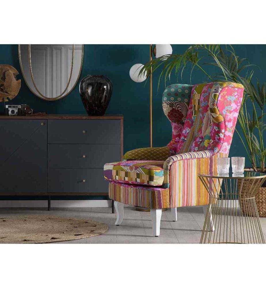 Ohrensessel MOLDE Stoff Fuchsia