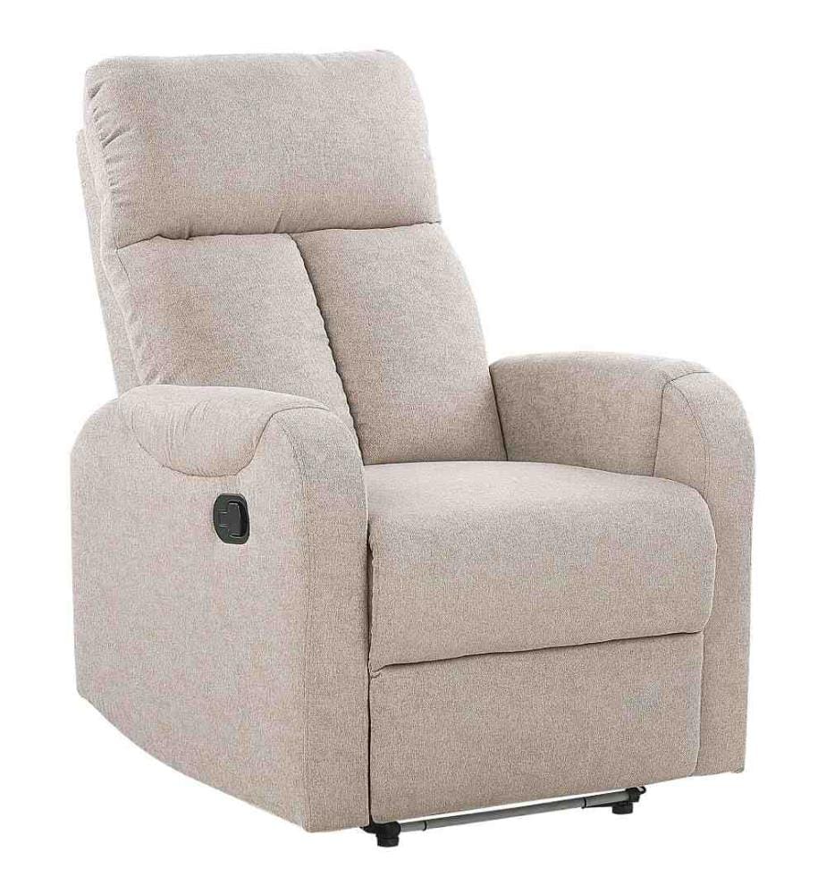 Fernsehsessel Beige Polsterbezug verstellbar LED-Beleuchtung USB-Port Modern Wohnzimmer Salon