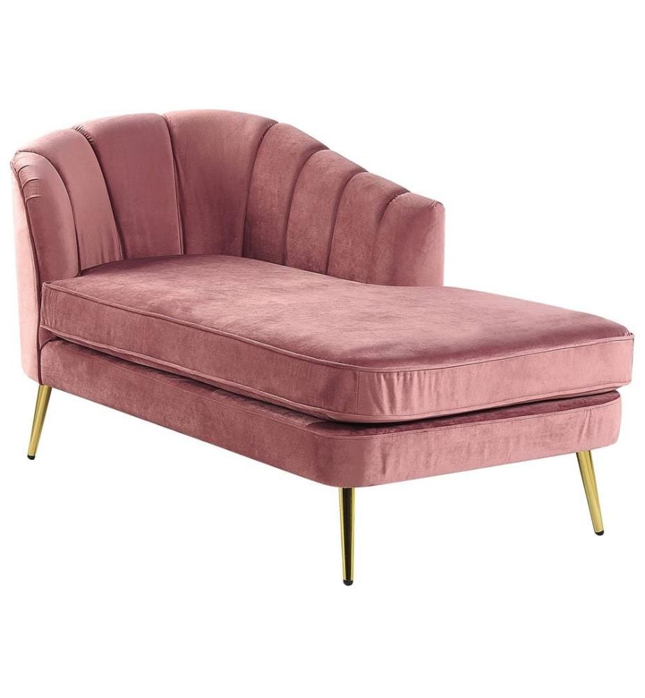 Linksseitige Chaiselongue ALLIER Samtstoff Rosa