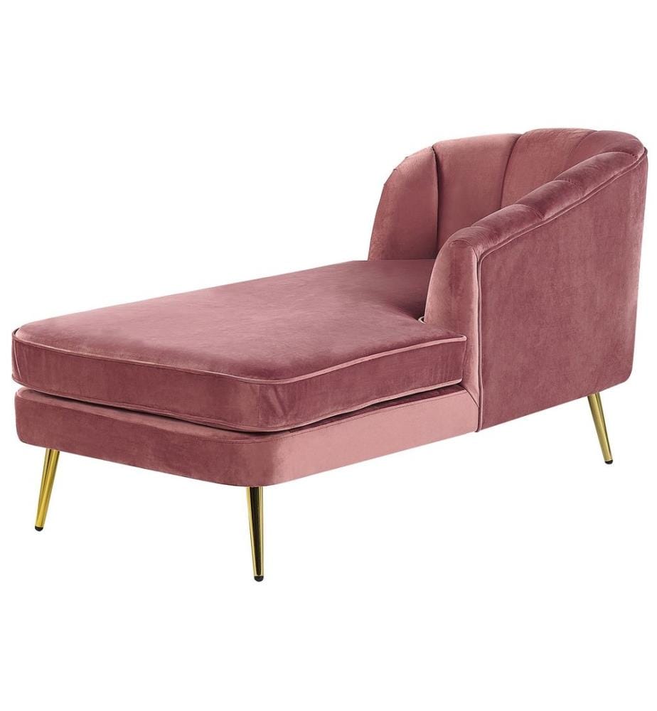 Linksseitige Chaiselongue ALLIER Samtstoff Rosa