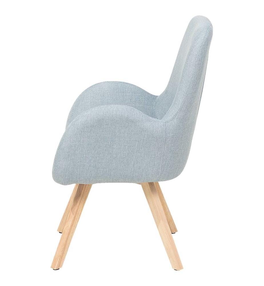 Sessel Hellblau Polsterbezug Gummibaumholz Abgerundete Armlehnen Schlafzimmer Wohnzimmer