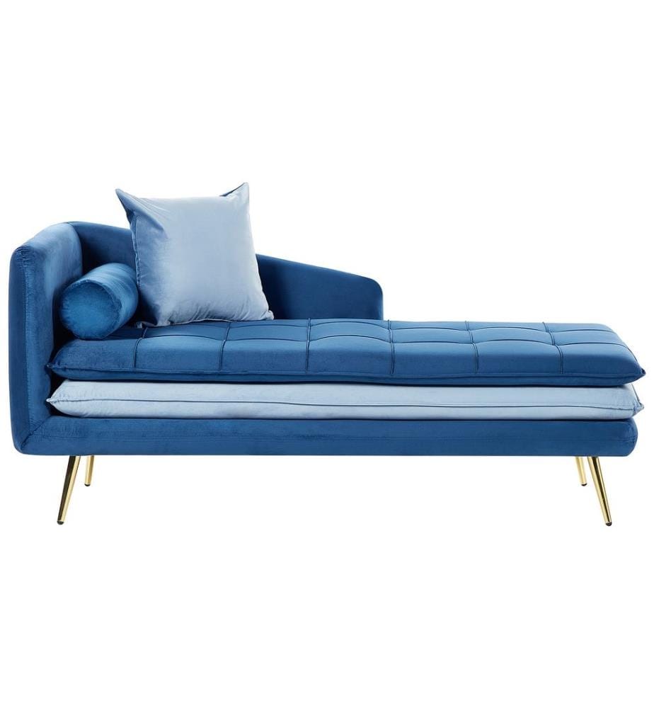 Linksseitige Chaiselongue GONESSE Samtstoff Blau