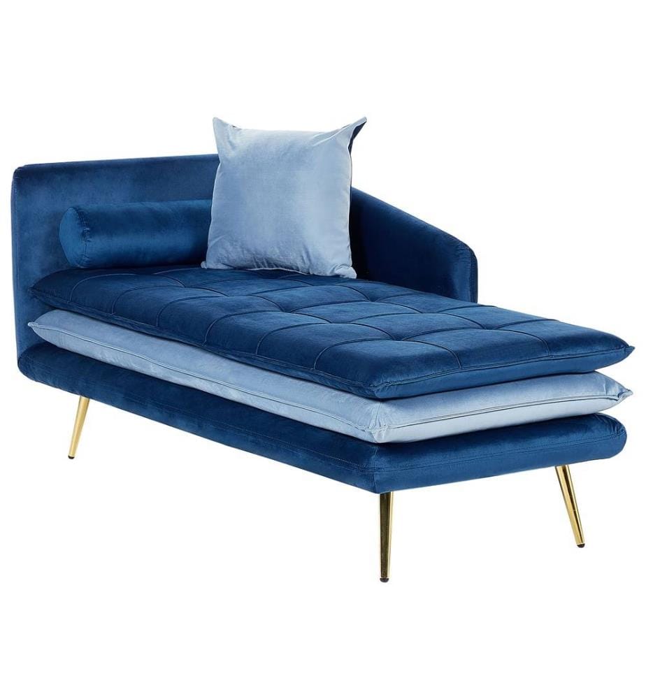 Linksseitige Chaiselongue GONESSE Samtstoff Blau