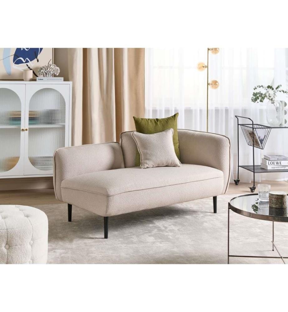 Rechtsseitige Chaiselongue CHEVANNES Bouclé Hellbeige