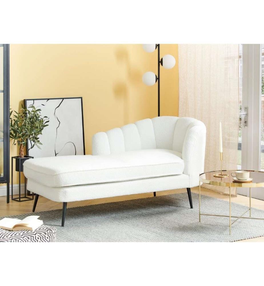 Chaise longue côté droit ALLIER Bouclé Blanc cassé