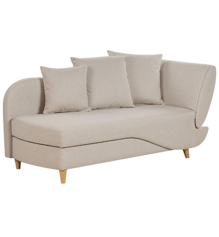Chaiselongue Rechtsseitig Beige Leinenoptik mit Bettkasten Dekokissen Modern Récamiere Liegesofa Sitzmöbel Wohnzimmer Jugendzimmer Ausstattung