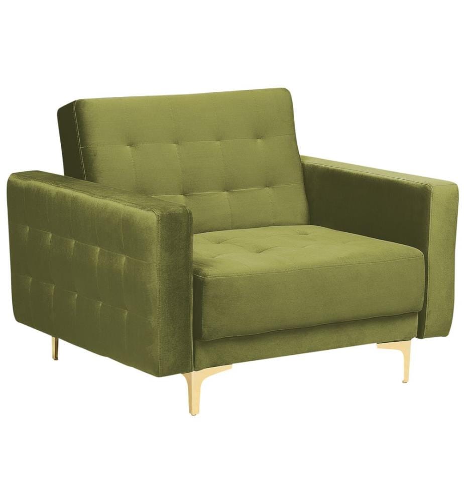 Sessel Grün Samtstoff Metall Retro Stil verstellbare Rückenlehne Wohnzimmer