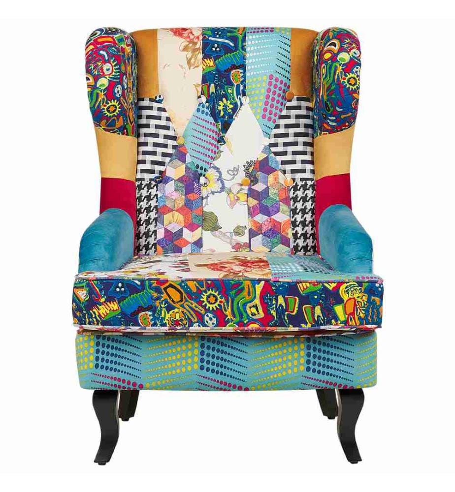 Fauteuil à oreilles MOLDE Tissu Bleu