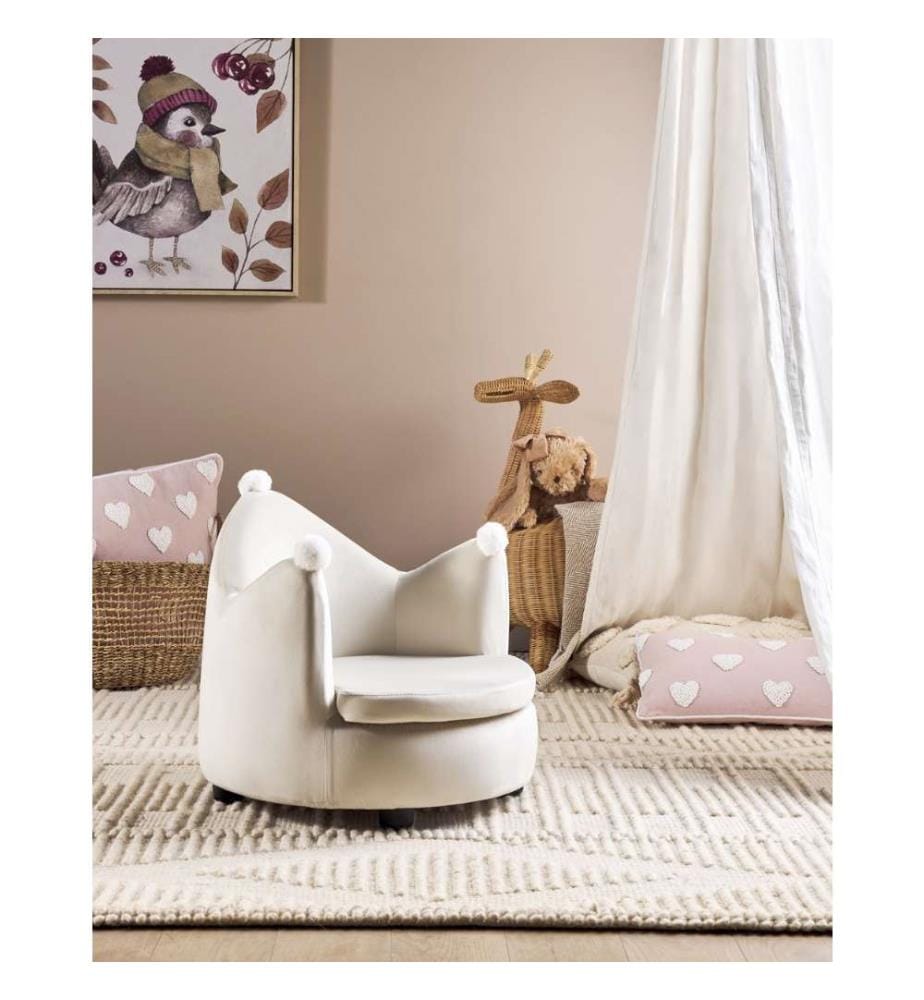 Fauteuil pour enfants Couronne VEGA Velours Beige clair