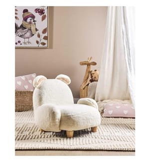Tiersessel Weiss aus Polyester Polsterung Kinderzimmermöbel Sessel für Kinder Modernes Design Hasenform