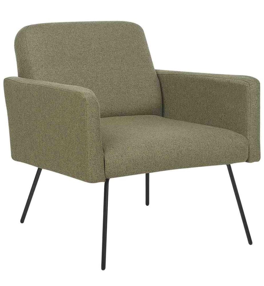 Sessel Dunkelgrün aus Cord mit Metallgestell in Schwarz Modernes Retro Design für Wohnzimmer Schlafzimmer Flur