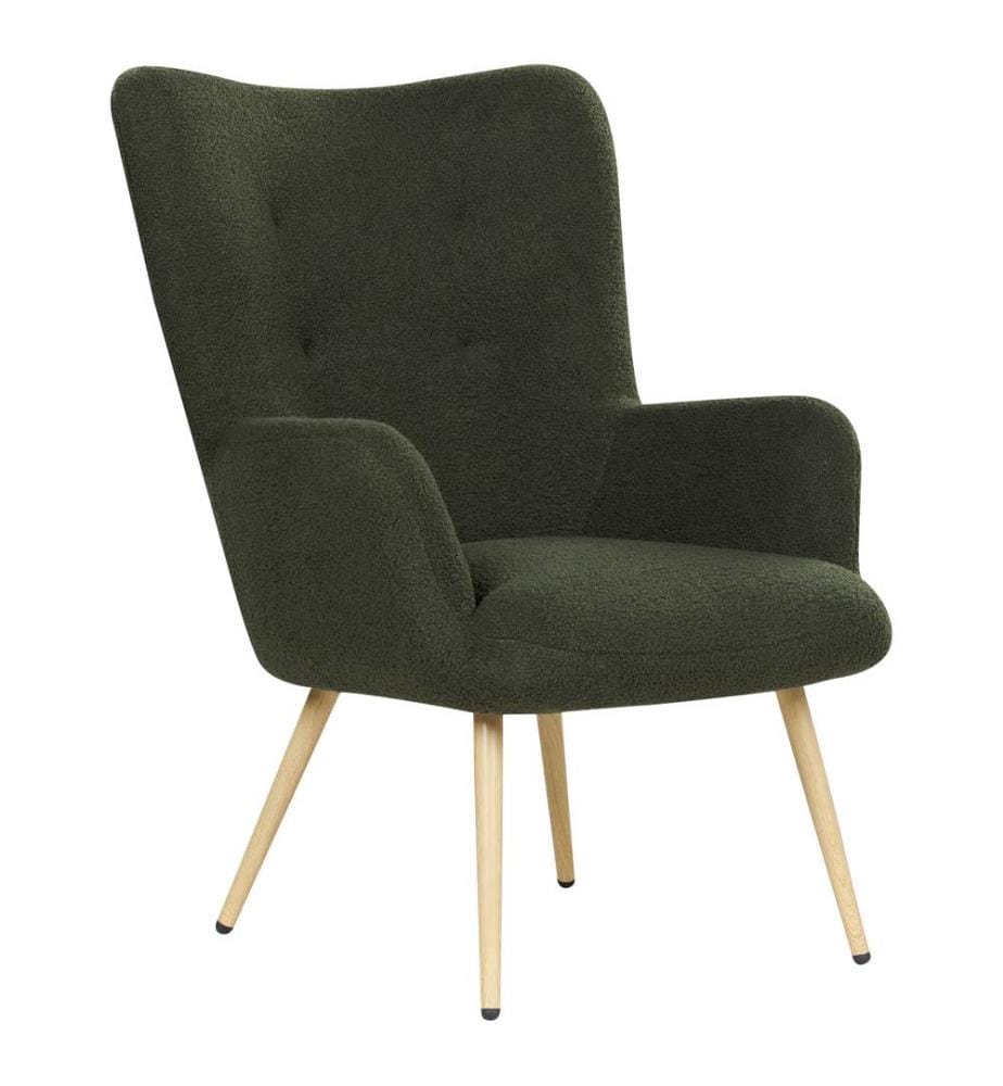Fauteuil à oreilles VEJLE Bouclé Vert foncé