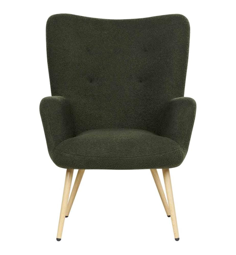 Fauteuil à oreilles VEJLE Bouclé Vert foncé