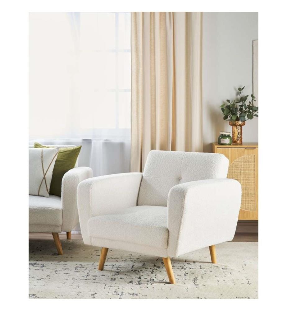 Fauteuil Scandinave en Tissu Gris avec Dossier Réglable Fonction Relax pour Salon au Design Rétro et Nordique