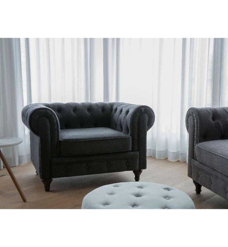 Sessel CHESTERFIELD Stoff Graphitgrau