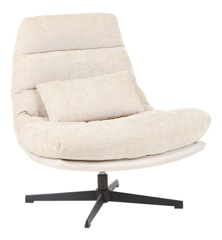 Drehsessel TOVIK mit Fussstütze Chenillegewebe Hellbeige