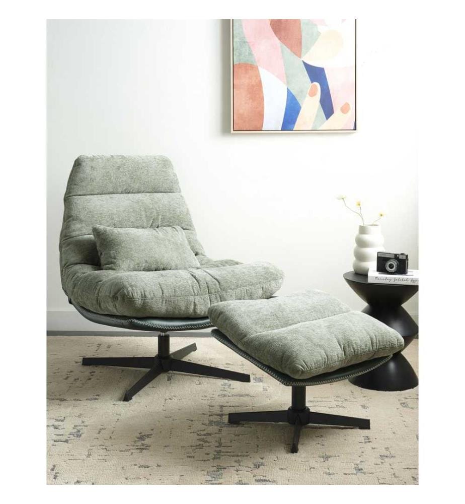 Fauteuil pivotant TOVIK Tissu chenille Vert clair