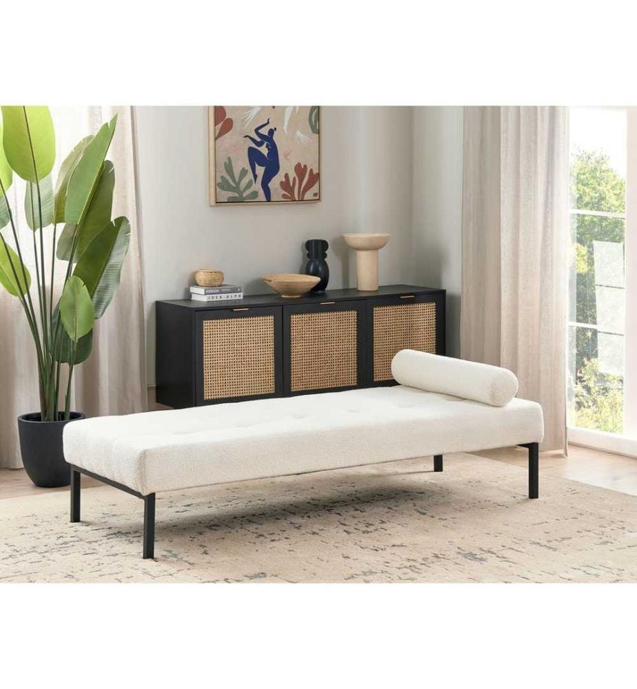 Chaise longue CHINON Bouclé Blanc