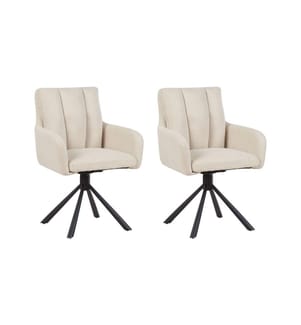 Esszimmerstuhl 2er Set drehbar SARDOAL Stoff Beige
