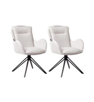 Esszimmerstuhl 2er Set drehbar AVELAR Stoff Hellbeige