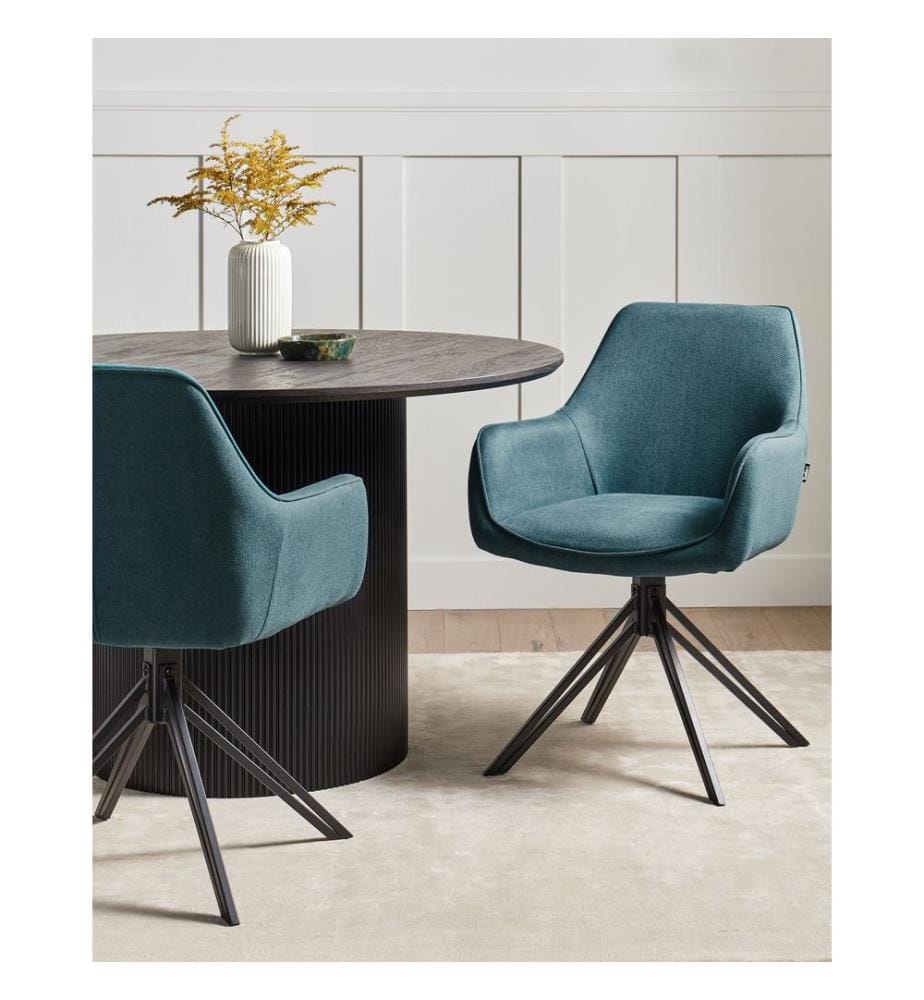 Lot de 2 chaises de salle à manger JODAR Tissu Bleu paon