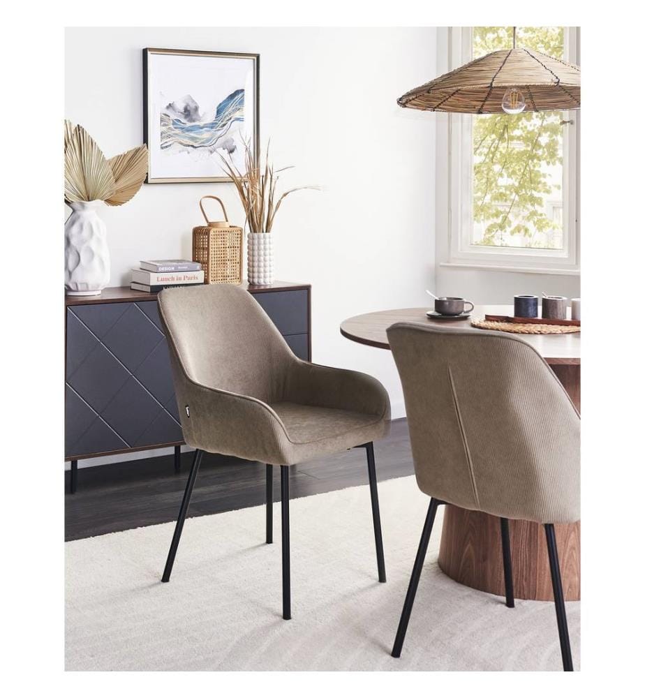 Esszimmerstuhl 2er Set LOVERNA Cord Beige