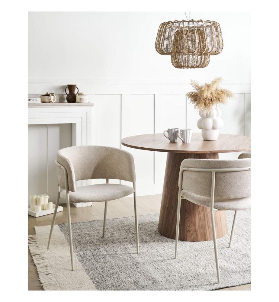 Esszimmerstuhl 2er Set SPRINGER Chenillegewebe Hellbeige