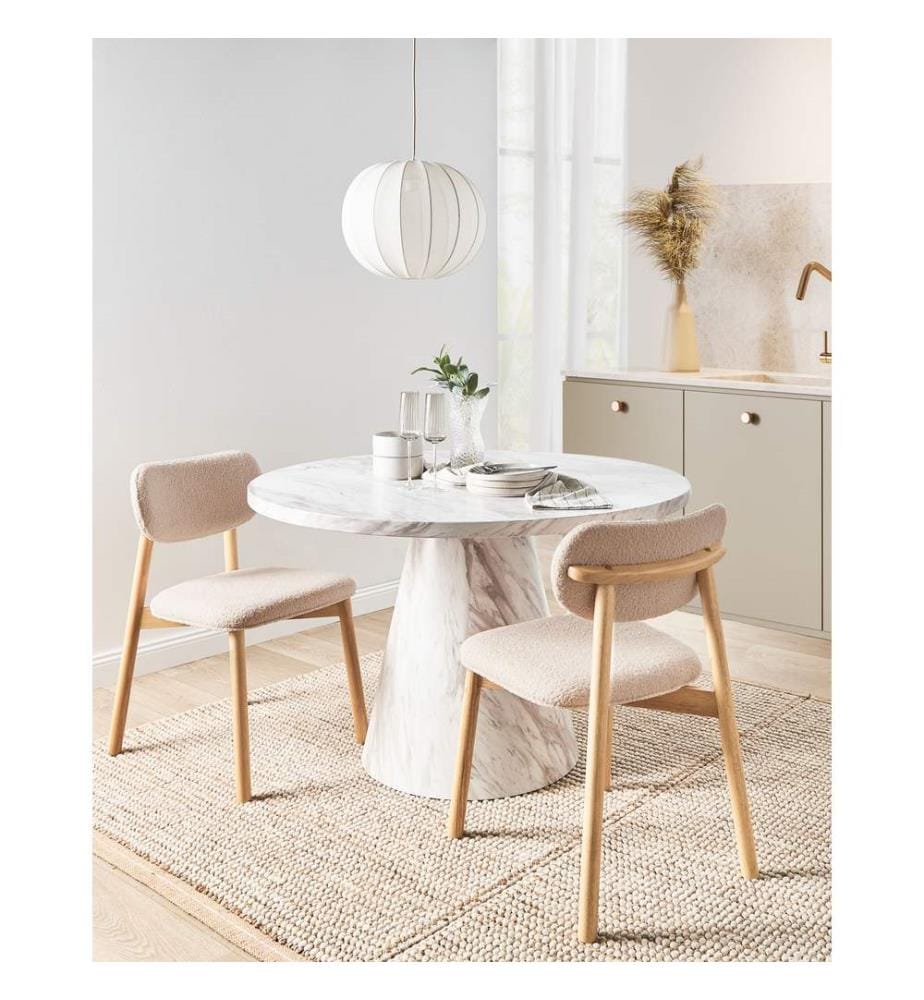 Esszimmerstuhl 2er Set MILLS Bouclé Hellbraun / Hellbeige