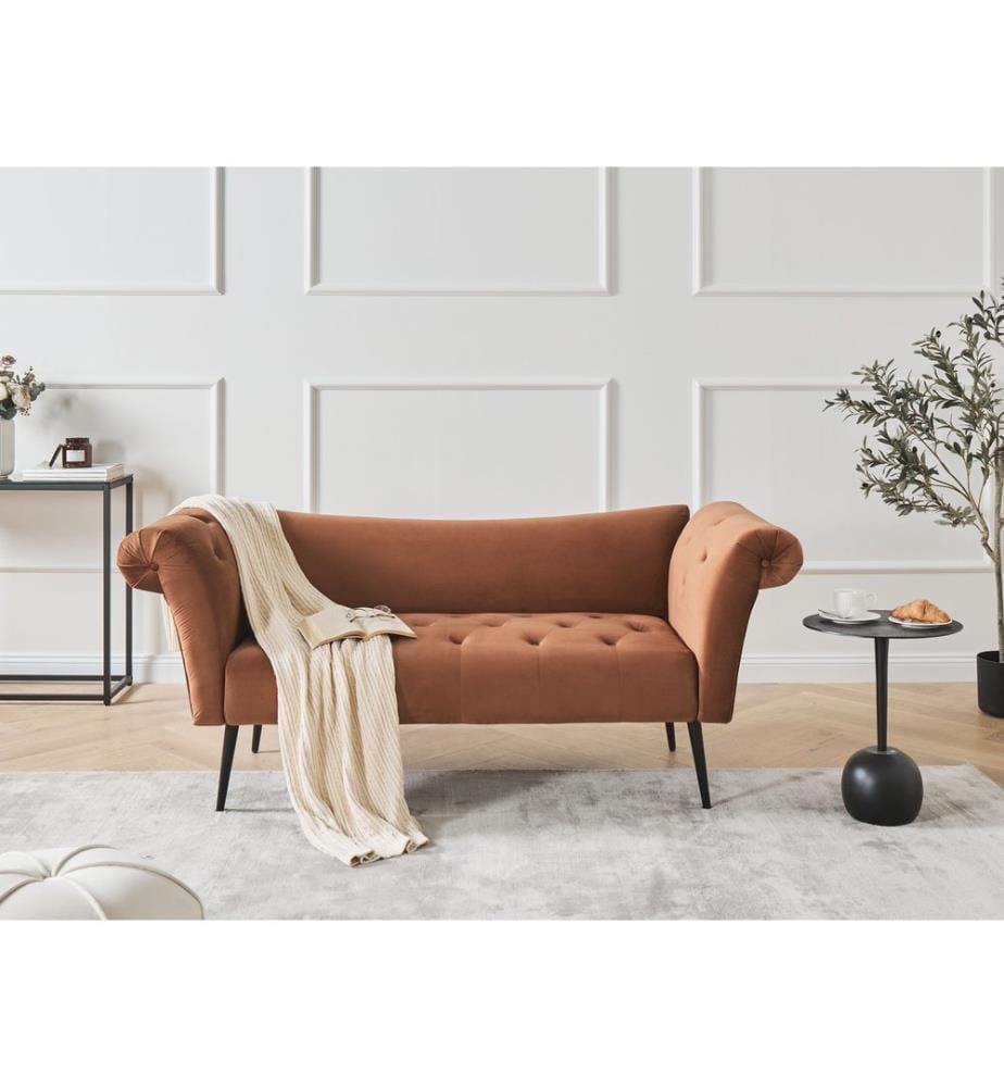 Chaise longue NANTILLY Velours Marron doré