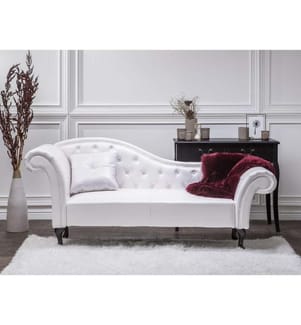 Left-Hand Chaise Longue LATTES Faux Leather White