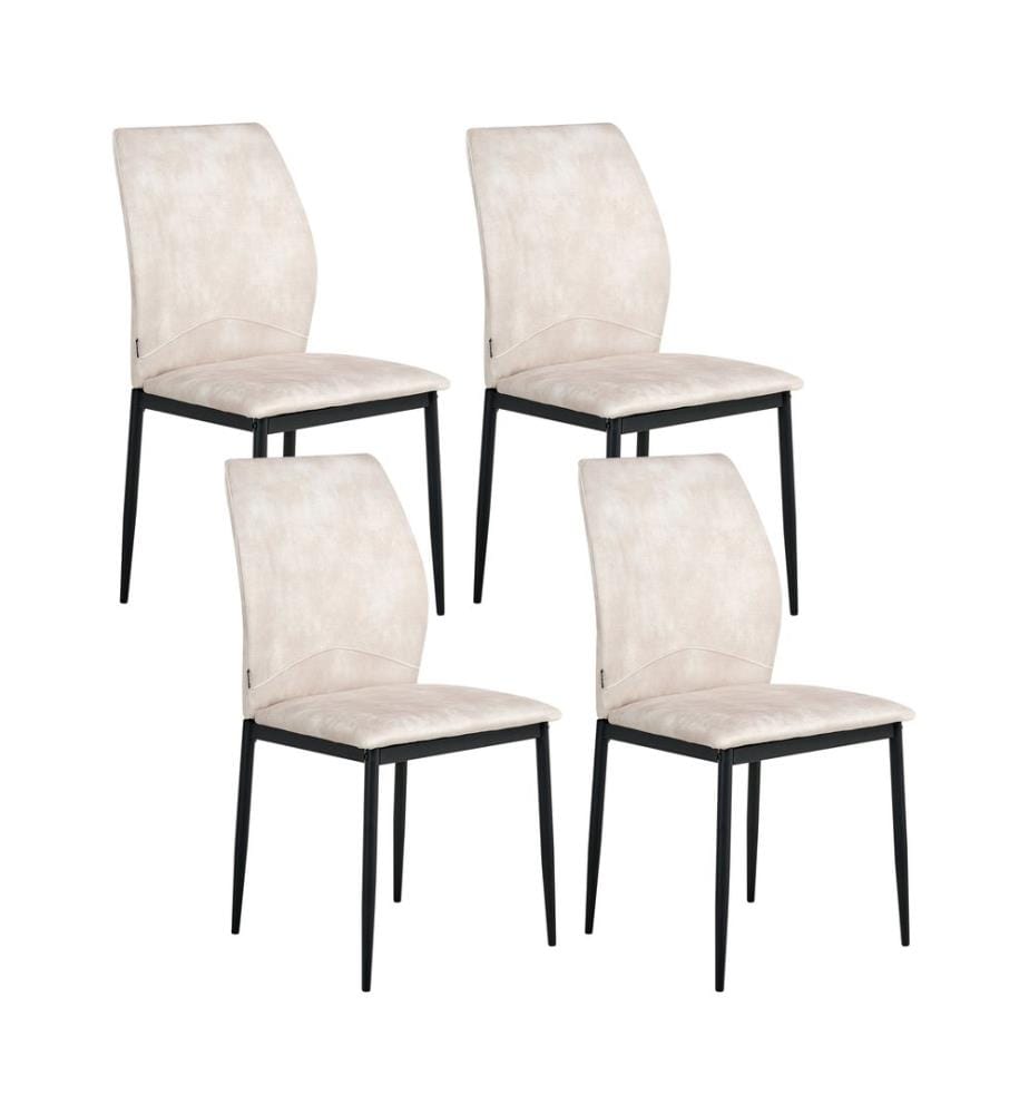 Esszimmerstuhl 4er Set ROCHEPORT Stoff Hellbeige