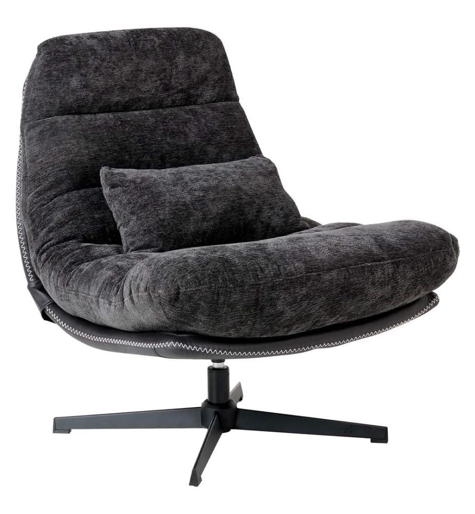 Fauteuil pivotant TOVIK Tissu chenille Noir