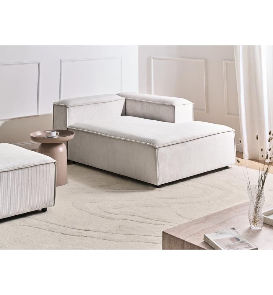 Chaise longue côté gauche ARDAL Velours côtelé Blanc cassé