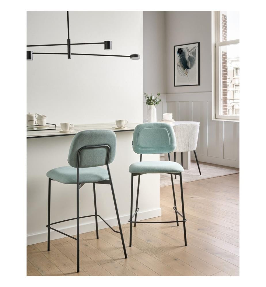 Set mit 2 Barstühlen DUETTE Stoff Hellblau
