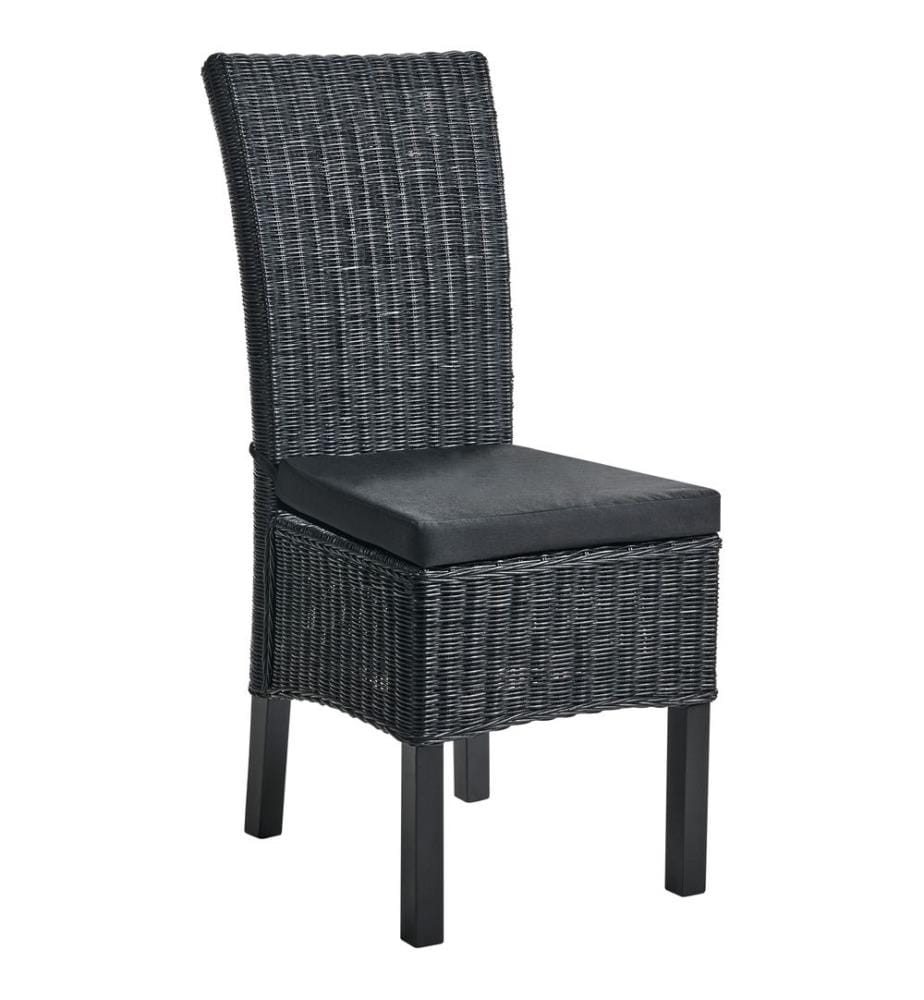 Esszimmerstuhl 2er Set ANDES Rattan Schwarz