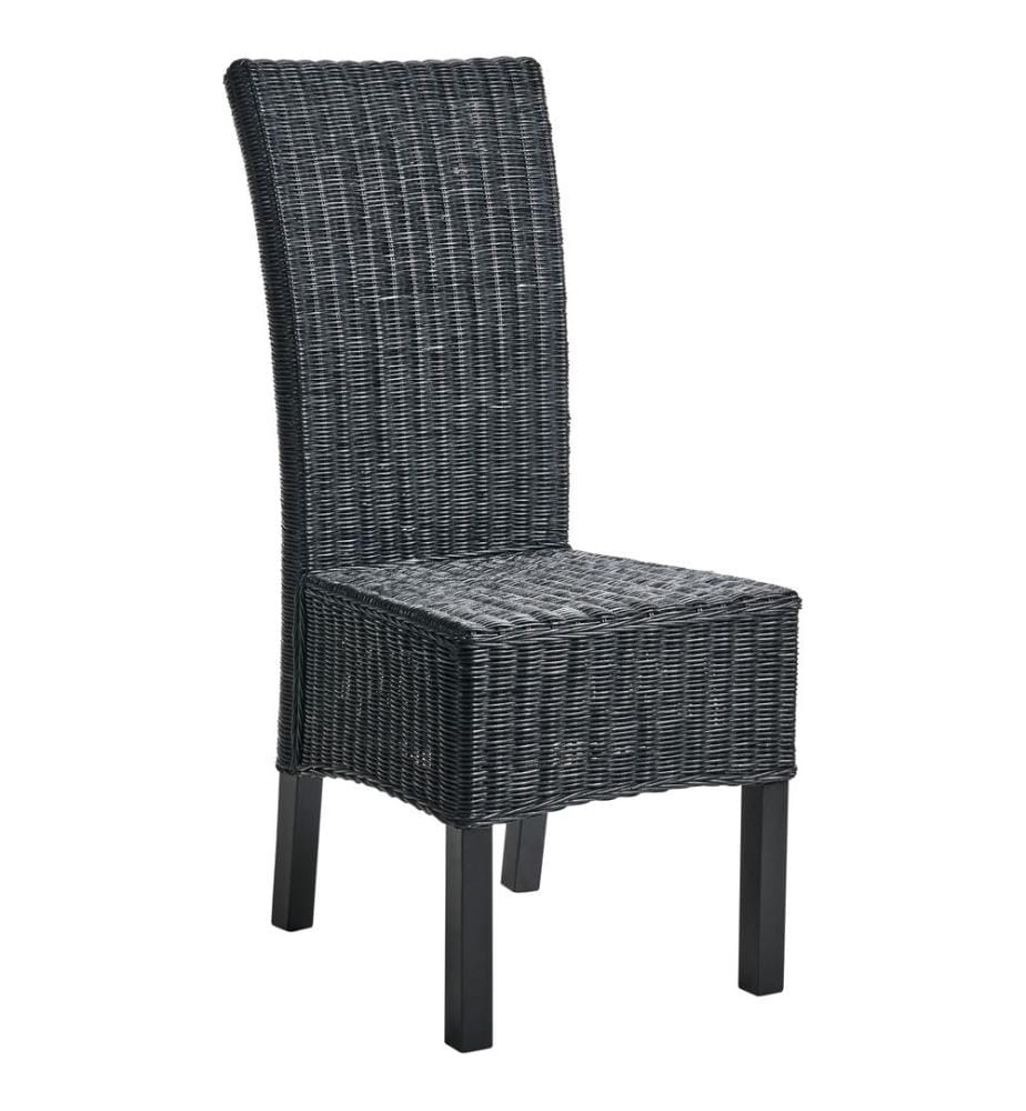 Esszimmerstuhl 2er Set ANDES Rattan Schwarz